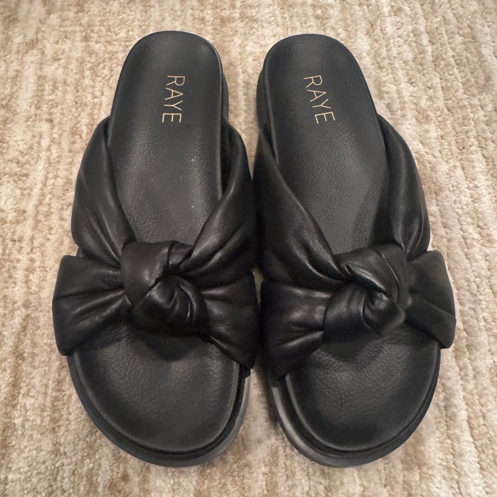 RAYE Brissa Black Knotted Slide Sandals